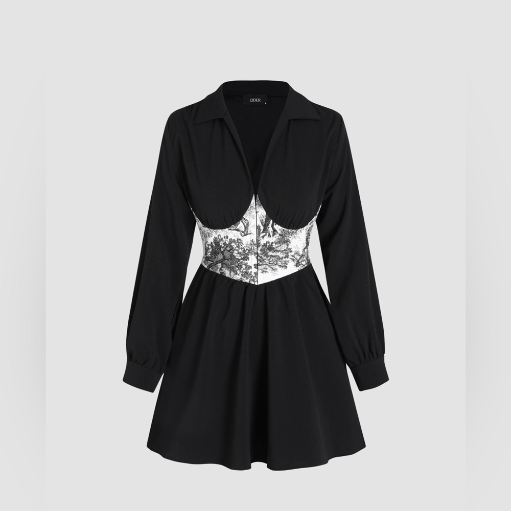 Cider TOILE DE JOUY PATCHY SHIRT DRESS